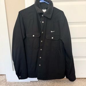 Nike Men's Black Shirt Jacket with Fleece Collar